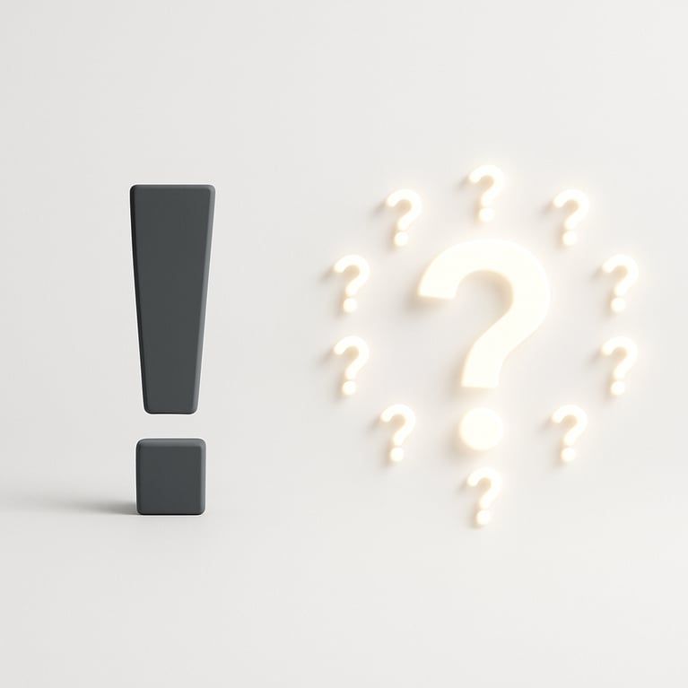 Exclamation point vs. question mark