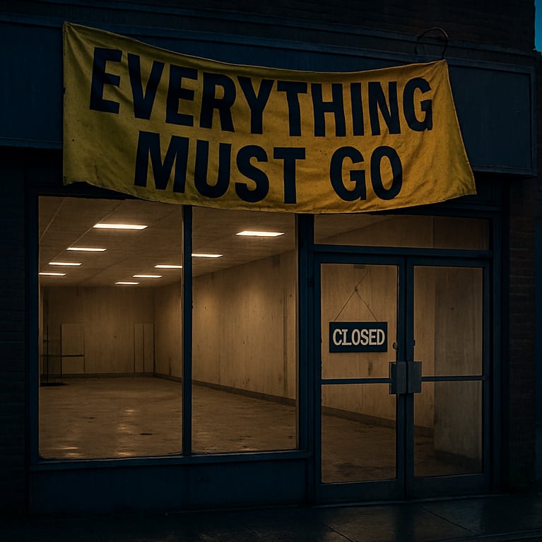 Closed bankrupt business with 