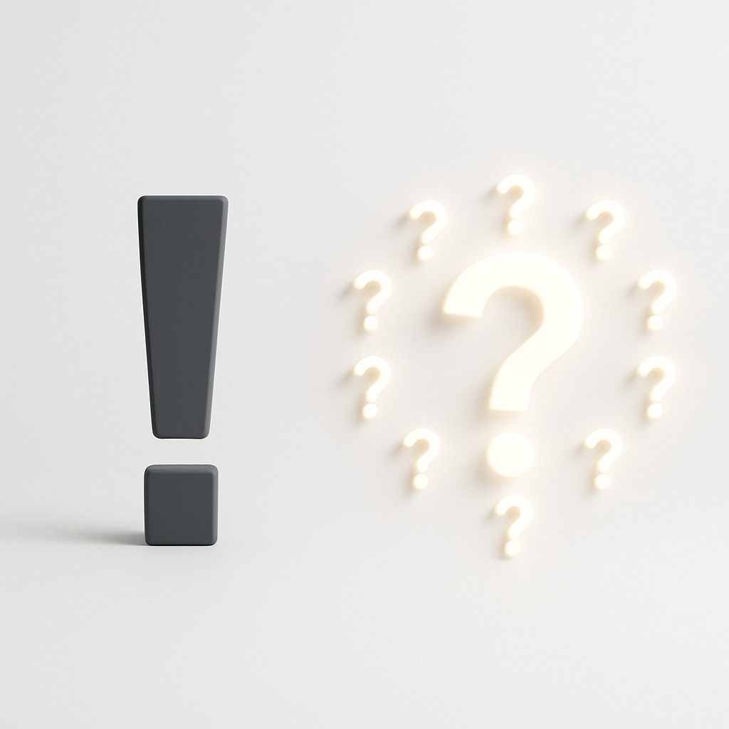 Exclamation point vs. question mark