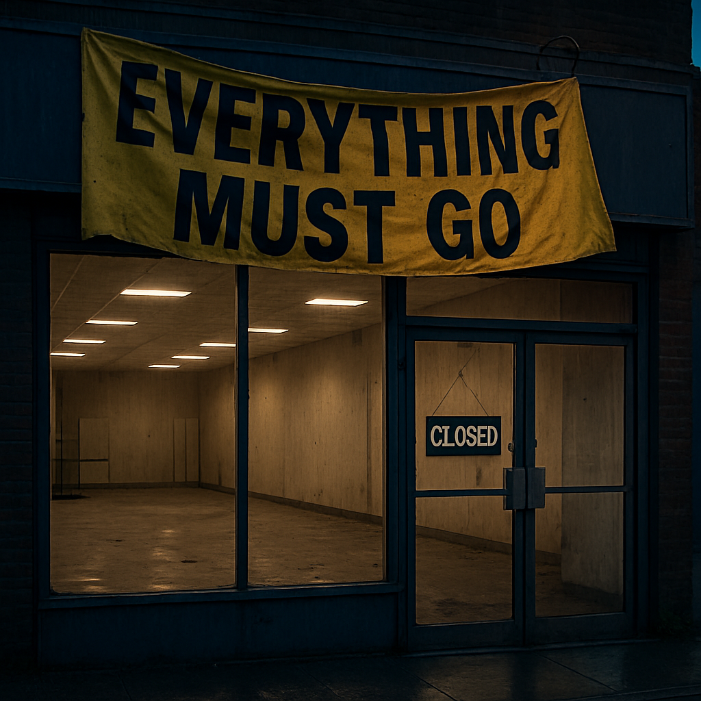 Closed bankrupt business with 